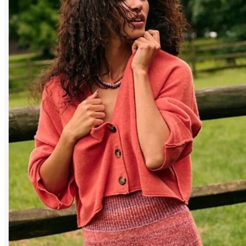 Free people cashmere cropped cardigan size S